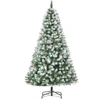 HOMCOM Künstlicher Weihnachtsbaum, 180 cm Christbaum mit Kunstschnee, Indoor