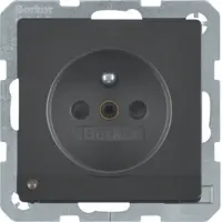Hager BERKER Steckdose 1-fach schwarz samt Unterputz mit OL mit BS MAN0205323 DK-Norm IP20 vertikal