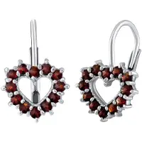 Silvego Silver earrings with real garnets SILVEGOB380095