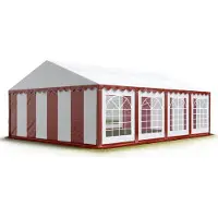 TOOLPORT Partyzelt Festzelt 4x8 m Garten-Pavillon PVC Plane 700 N in rot-weiß Wasserdicht