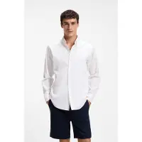 Hugo Boss Langarmhemd "Ricoplus M" Button-down-Kragen, Regular Fit, reine Baumwolle