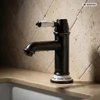 PaulGurkes schwarze Retro Waschtischarmatur Einhandmischer Bordüre Wasserhahn