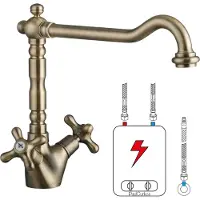 PaulGurkes Niederdruck Retro Küchenarmatur Wasserhahn Antik Messing Bronze