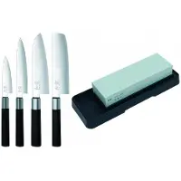 Kai Wasabi Black Set 4 Messer + Schleifstein