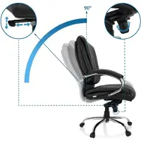 Hjh OFFICE XXL Drehstuhl XXL H 100 Bürostuhl gepolstert bis 150 kg belastbar mit Armlehnen Kunstleder für Büro, Zuhause
