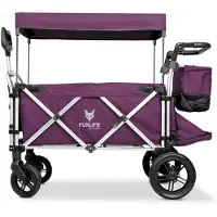 FUXTEC FUXLIFE by Bollerwagen FX-CTL950 Purpur - Premium faltbar Kinder Transportwagen mit Sonnendach 5-Punkt-Gurte mit Kühltasche Purpur