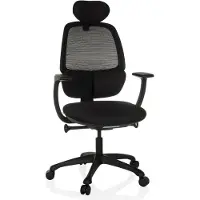 Hjh OFFICE Profi Bürostuhl RI-COVER Ergonomischer Schreibtischstuhl mit Armlehnen Stoff / Netzstoff Schwarz Drehstuhl für Büro, Zuhause