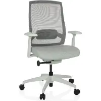 Hjh OFFICE Profi Bürostuhl COLORE Ergonomischer Schreibtischstuhl mit Armlehnen (höhenverstellbar) Stoff / Netzstoff Frostgrau Drehstuhl für Büro, Zuhause