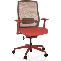 Hjh OFFICE Profi Bürostuhl COLORE Ergonomischer Schreibtischstuhl mit Armlehnen (höhenverstellbar) Stoff / Netzstoff Rot Drehstuhl für Büro, Zuhause