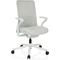 Hjh OFFICE High End Bürostuhl VERVIO Ergonomischer Schreibtischstuhl mit Armlehnen Stoff / Netzstoff Lichtgrau Drehstuhl für Büro, Zuhause