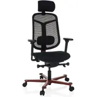 Hjh OFFICE High End Bürostuhl BICOLORE HIGH Ergonomischer Schreibtischstuhl mit Armlehnen (höhenverstellbar) Stoff / Netzstoff Schwarz/Rot Drehstuhl für Büro, Zuhause