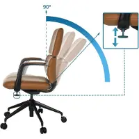 Hjh OFFICE Profi Bürostuhl ATMOS DESIGNER Ergonomischer Schreibtischstuhl mit Armlehnen Kunstleder Camel Drehstuhl für Büro, Zuhause