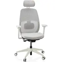Hjh OFFICE Profi Bürostuhl Skandis Pro Ergonomischer Schreibtischstuhl mit Armlehnen (höhenverstellbar) Stoff / Netzstoff Grau Drehstuhl für Büro, Zuhause