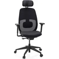 Hjh OFFICE Profi Bürostuhl Skandis Pro Ergonomischer Schreibtischstuhl mit Armlehnen (höhenverstellbar) Stoff / Netzstoff Schwarz Drehstuhl für Büro, Zuhause