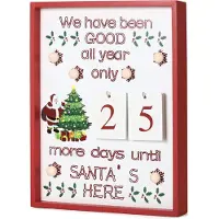Ed Brubaker Adventskalender Wandtafel mit Kalenderblättern Holz Weiß mit 6 LED Lichtern 28 x 4 x 35,5 cm