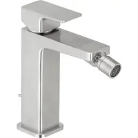 Herzbach CEO iX-finish Bidet-Einlochbatterie mit Ablauf Edelstahlfinish