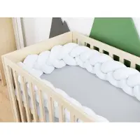 Benlemi Baumwoll-Bettumrandung für Babybett, geflochten als Zopf aus 3 Strängen 300 cm (3 Meter) Weiß