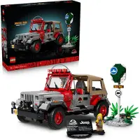 LEGO Jurassic World: Jurassic Park Jeep Wrangler - Modellauto Bauset für erwachsene Autofans - Inklusive Seilwinde, Stoffverdeck & Dennis Nedry Minifigur - DIY Geschenk für Filmfans - 77984