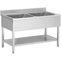 A&S polarny Gastro Spültisch | Spülbecken | 2 Becken | mit Tropffläche | mit Grundboden | 1000 x 700 x 850 mm | Gastrospüle