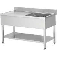 A&S polarny Gastro Spültisch | Spülbecken | 1 Becken rechts | gerippte Abtropffläche | mit Grundboden | 1000 x 600 x 850 mm | Gastrospüle