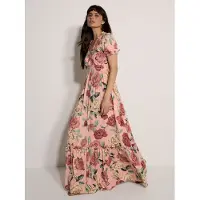 Apricot Maxikleid "Chloe-Maxikleid" mit Blumenmuster und Wickelausschnitt