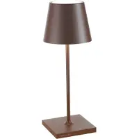 Zafferano Poldina Pro Mini Corten wiederaufladbare und dimmbare LED-Tischleuchte mit einer Akkulaufzeit von bis zu 12 Stunden