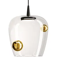 Zafferano Pendelleuchte Bilia LED 8W 3000K 678lm, mundgeblasenes Borosilikatglas, Ausführung in Schwarz und Bronze, Durchmesser 27 cm, Höhe 333 cm