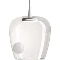 Zafferano Bilia LED-Pendelleuchte, 8 W, sandgestrahltes Weiß, 27 cm Durchmesser, modernes Design aus hochwertigem, mundgeblasenem Borosilikatglas