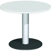 Geramöbel Konferenztisch Tellerfuß, Kreisform, feste Höhe, D-900x720, Lichtgrau