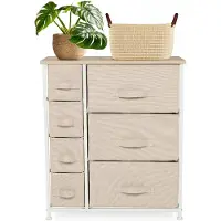 Hjh LIVING Kommode mit 7 Schubladen FOLDRESS B Sideboard Schrank 73.0 x 63.5 x 30.0 cm