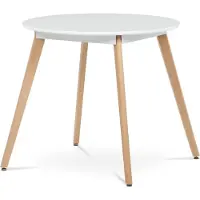 Autronic Stůl jídelní 80x80x74 cm MDF - bílý matný lak kovová kostrukce dřevěné nohy (DT-316 WT)