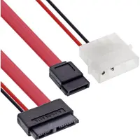 InLine Slimline SATA Kabel Slimline SATA Stecker 13pol. 7+6 zu SATA + Strom 0.4m