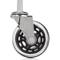 Hjh OFFICE 5x ROLO SKATE 11mm/75mm Hartböden - Stuhlrollen Silber / transparent