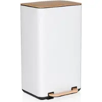Hjh OFFICE Mülleimer 30 Liter CLEAN NATURA Abfalleimer Mülltrenner rechteckig für Küche, Büro mit Step-On 62.0 x 31.0 x 36.0 cm