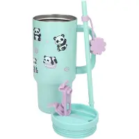 PENFection - To Go Cup With Straw - PANDA - Turquoise - 470 ml