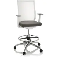 Hjh OFFICE ASPEN WORK W - Arbeitsstuhl Arbeitshocker Grau / Weiß