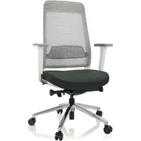 Hjh OFFICE Profi Bürostuhl CHIARO T2 WHITE Ergonomischer Schreibtischstuhl mit Armlehnen (höhenverstellbar) Stoff / Netzstoff Schwarzgrün/Grau Drehstuhl für Büro, Zuhause