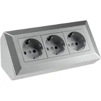 Chilitec 3-fach Steckdosenblock silber 250V/ 16A Aufbaumontage