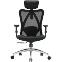 Sihoo Profi Bürostuhl M18-M148 Ergonomischer Schreibtischstuhl mit Armlehnen (höhenverstellbar) Stoff / Netzstoff Schwarz Drehstuhl für Büro, Zuhause