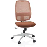 Hjh OFFICE Profi Bürostuhl Minoro W Ergonomischer Schreibtischstuhl ohne Armlehnen Stoff / Netzstoff Weiß/Braun Drehstuhl für Büro, Zuhause