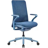 Hjh OFFICE High End Bürostuhl VERVIO Ergonomischer Schreibtischstuhl mit Armlehnen Stoff / Netzstoff Blau Drehstuhl für Büro, Zuhause