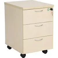 Stier Rollcontainer mit 3 Schubladen, 405x500x590mm, Ahorn, Holz und Metall, Aktenschrank mit Hängeregister, passt unter jeden Schreibtisch, abschließbar