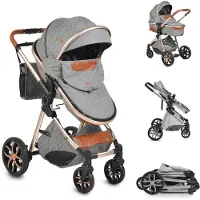 Moni Kinderwagen Alma Sportsitz Tragetasche umbaubar Wickeltasche Sitz umkehrbar dunkelgrau