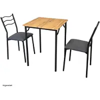 HTI Tischgruppe Thora 3-teilig, Tisch 60x75x60 cm, gepolsterte Sitze