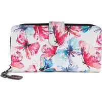StyleBREAKER Damen Geldbörse mit buntem Schmetterling Muster, Vintage Design, Reißverschluss, Portemonnaie 02040156