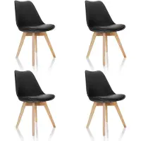 Hjh OFFICE SCANDI 4er Pack - Besucherstuhl Konferenzstuhl Schwarz