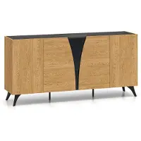 Petits-meubles Buffet Soah mit 5 Türen, Holzoptik und Schwarz, 170cm