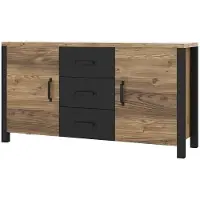 OXM Kommoden Olin Appenzeller Fichte / Schwarz matt 147 x 79 x 43 cm