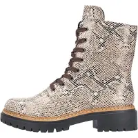 Rieker Damen Bikerboots beige animalprint Kunstleder - Größe: 41