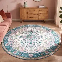 FRAAI Teppich Vintage Rund - Lily Oriental Blau Rosa Ø 120 cm